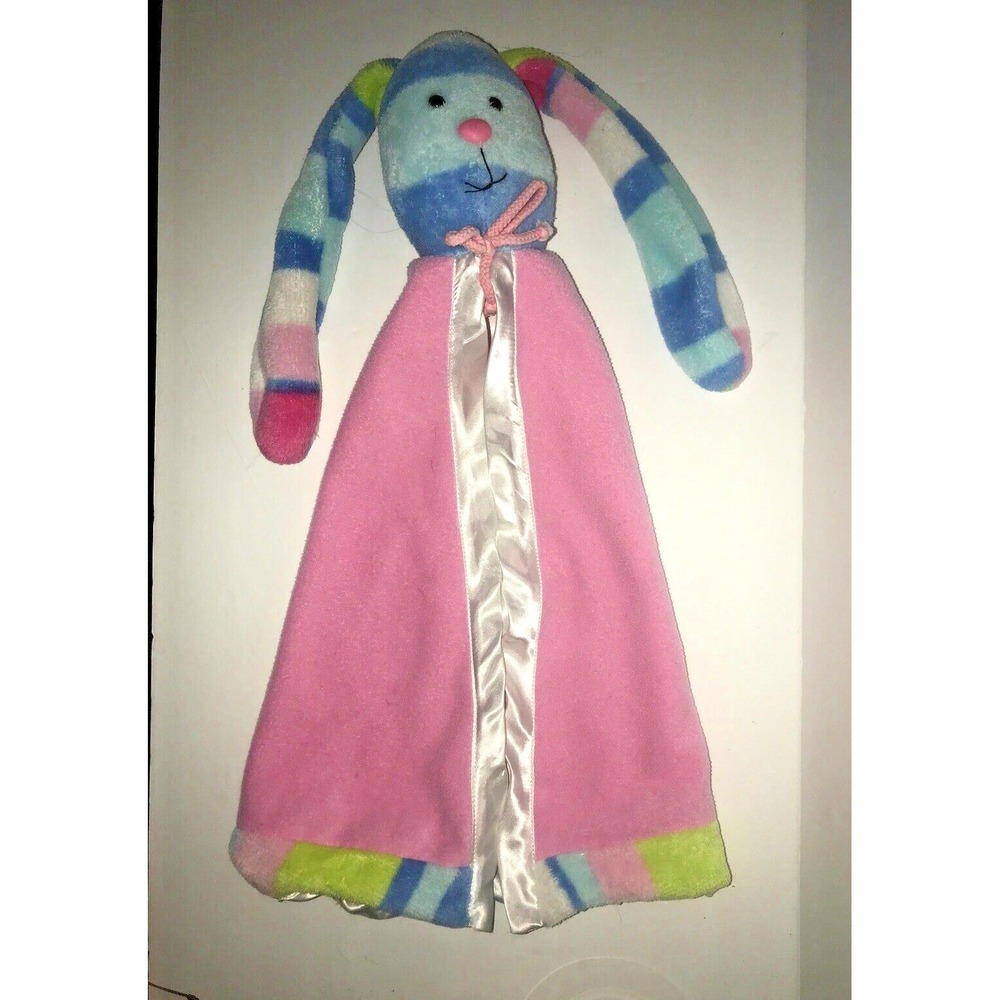 Stephan Baby Security Blanket Bunny Rabbit‎ Stripes Pink Blue Green Lovey